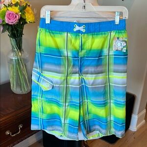 Colorful Neon Striped Swim Shorts